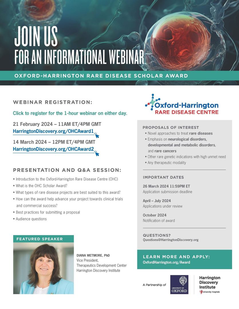 Informational Webinar (March 14): Oxford-Harrington Rare Disease Scholar Award