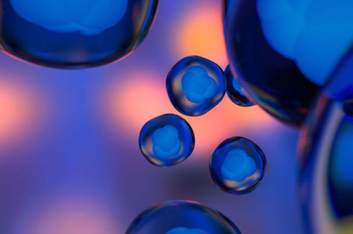 Harringtonrarediseaseabstractscienceimageofblueorbsandorangebackground